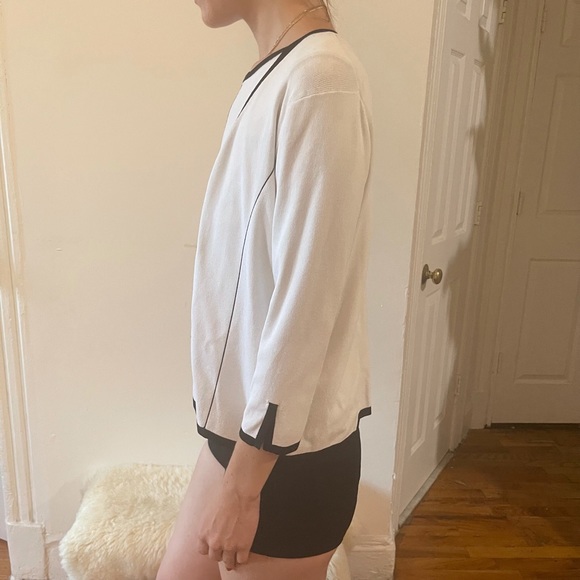 Vintage Shego’s Two Piece Black White Tank Top + Cardigan Sweater Twin Set S M L - Picture 2 of 16